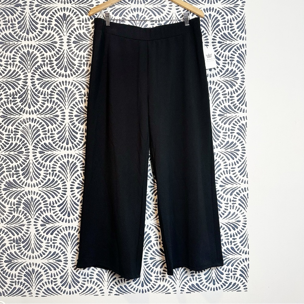 CHAUS Picnic In The Park Rich Black Elastic Waist Wide Leg Pants New